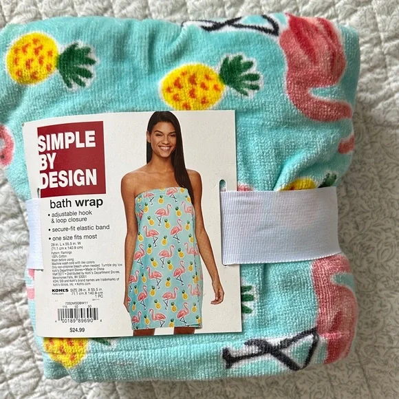 Bath Towel Wrap Flamingo Print NWT - Picture 1 of 2